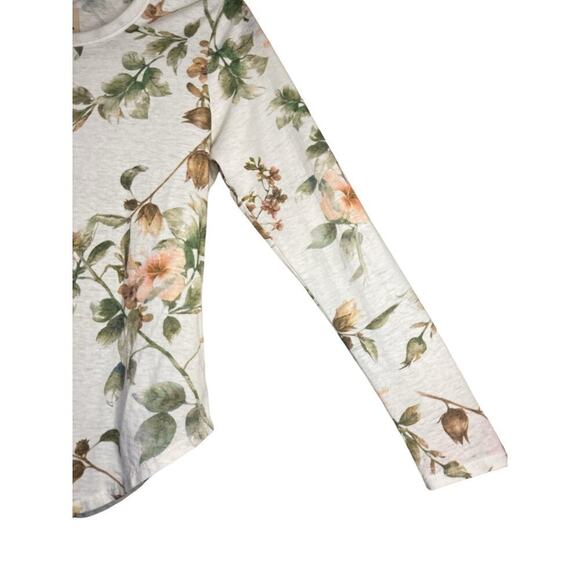 Chaser Women's Cut Out Shoulder Long Sleeve Floral Pullover Top Sz M Cream NWOT - Picture 3 of 6